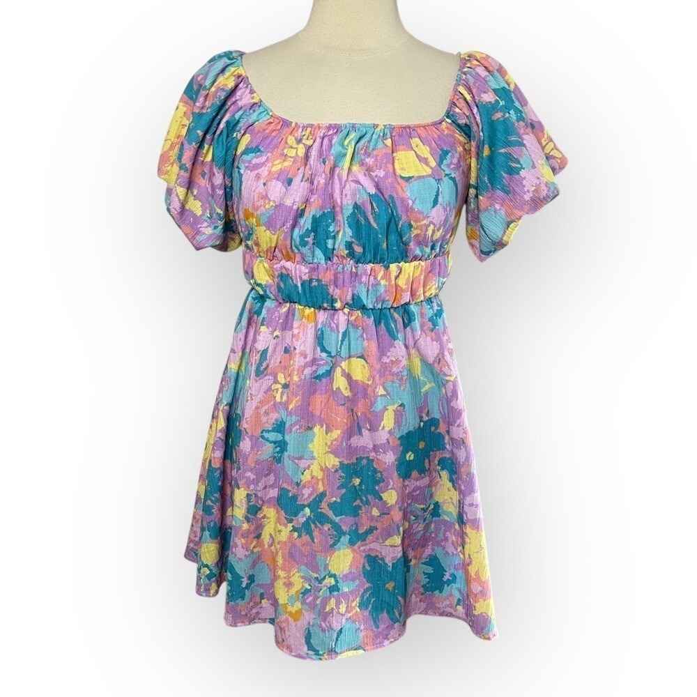NWT SUNLAND17 Puff-Sleeve‎ Mini Dress, Medium